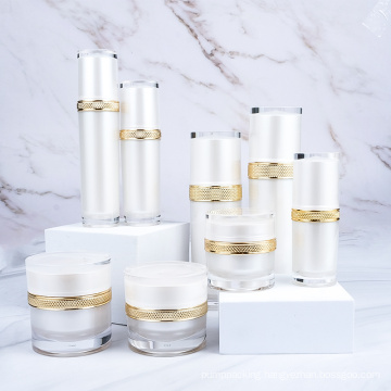 Luxury Empty In Stock Plastic Acrylic Cream Lotion Container Bottle Jar White Skin Care Jars